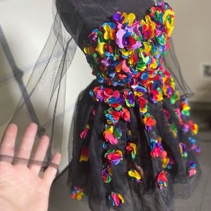 Handmade  Appliqué Tulle Multi Color Dress size XS One Of A Kind Dress